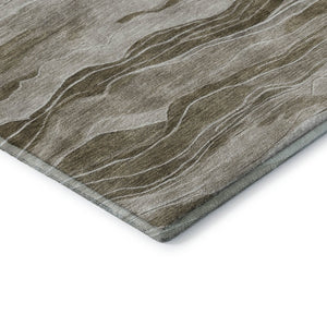 HomeRoots 10' Brown and Beige Striped Washable Area Rug – Durable, UV-Protected, Perfect for Busy Homes! 692505