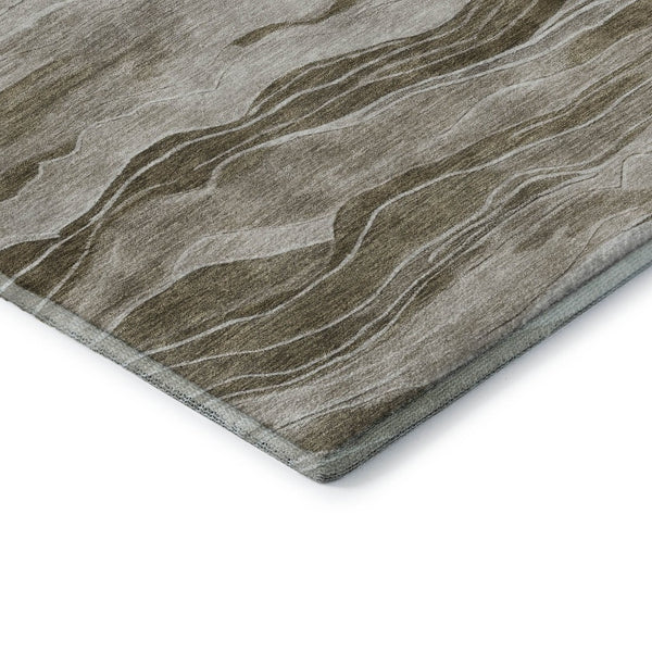 HomeRoots 10' Brown and Beige Striped Washable Area Rug – Durable, UV-Protected, Perfect for Busy Homes! 692505