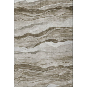 HomeRoots 10' Brown and Beige Striped Washable Area Rug – Durable, UV-Protected, Perfect for Busy Homes! 692505