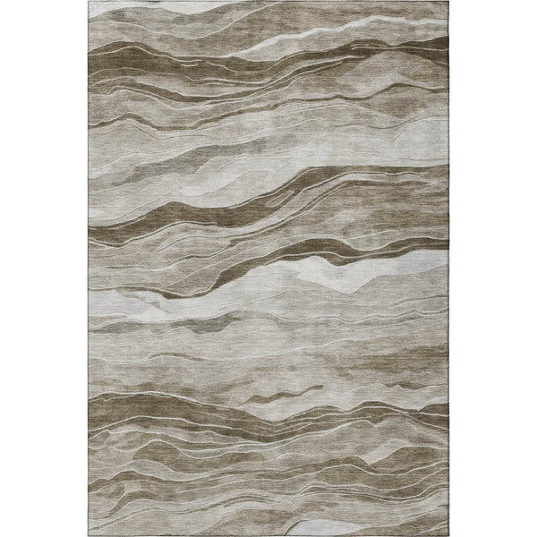 HomeRoots 10' Brown and Beige Striped Washable Area Rug – Durable, UV-Protected, Perfect for Busy Homes! 692505