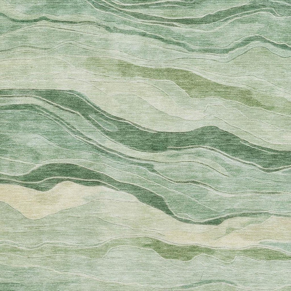 HomeRoots 5' X 8' Green And Beige Striped Area Rug – Washable, UV-Protected, Durable, and Stylish for Homes 692507