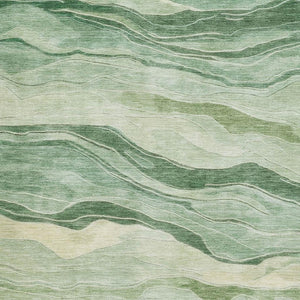 HomeRoots 8' Stylish Green and Beige Striped Washable Area Rug with UV Protection for Indoor and Outdoor Use 692509