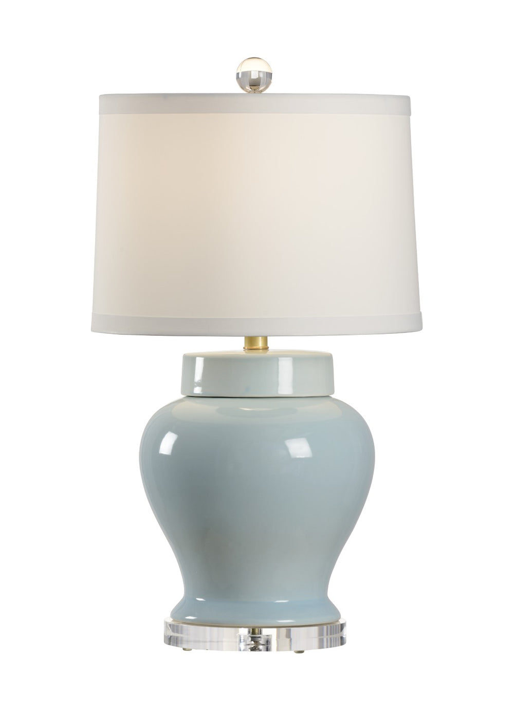 Chelsea House Lumberton Blue Porcelain Vase Lamp With Acrylic Base & Antique Brass Accents — 25" Elegant Ambient Light 69251