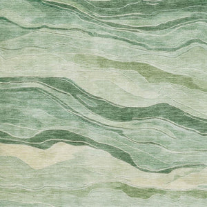 HomeRoots 9' Green and Beige Striped Washable Area Rug - Durable, Stain-Resistant, UV-Protected for Homes 692510