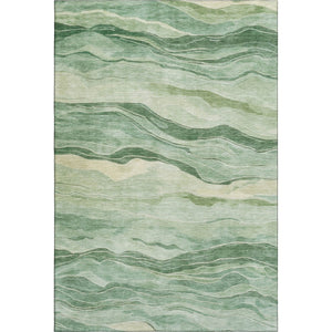HomeRoots 10' Green & Beige Striped Washable Area Rug with UV Protection - Durable, Stylish & Easy-Care Solution 692511