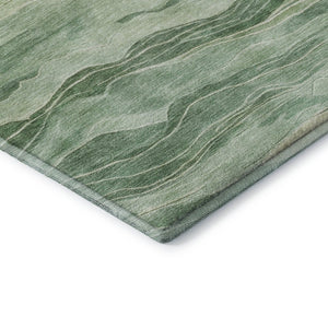 HomeRoots 10' Green & Beige Striped Washable Area Rug with UV Protection - Durable, Stylish & Easy-Care Solution 692511