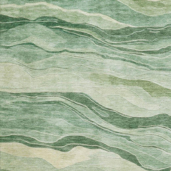 HomeRoots 10' Green & Beige Striped Washable Area Rug with UV Protection - Durable, Stylish & Easy-Care Solution 692511