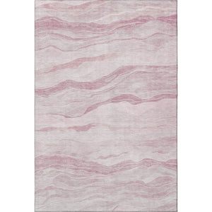 HomeRoots 5' X 8' Pink And Ivory Striped Washable Area Rug – Durable, UV-Protected, Easy-Clean Comfort for Homes 692513