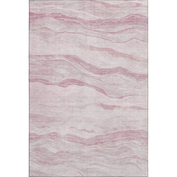 HomeRoots 8' Pink and Ivory Striped Washable Area Rug – Durable, UV-Protected, Stylish for High-Traffic Spaces 692515