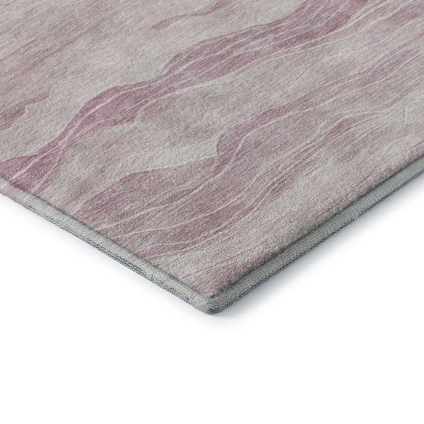 HomeRoots 8' Pink and Ivory Striped Washable Area Rug – Durable, UV-Protected, Stylish for High-Traffic Spaces 692515