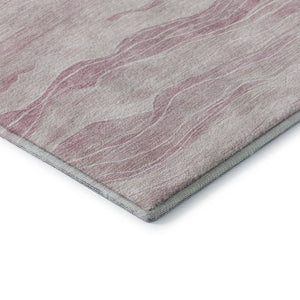 HomeRoots 9' X 12' Pink And Ivory Striped Washable Area Rug - Durable, Stain Resistant, UV Protected for Modern Spaces 692516