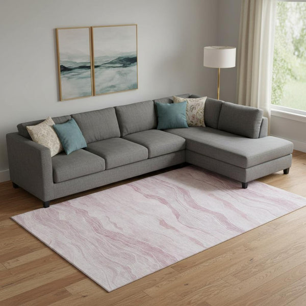 HomeRoots 10' Pink and Ivory Striped Washable Area Rug with UV Protection – Soft, Stylish, and Stain Resistant! 692517