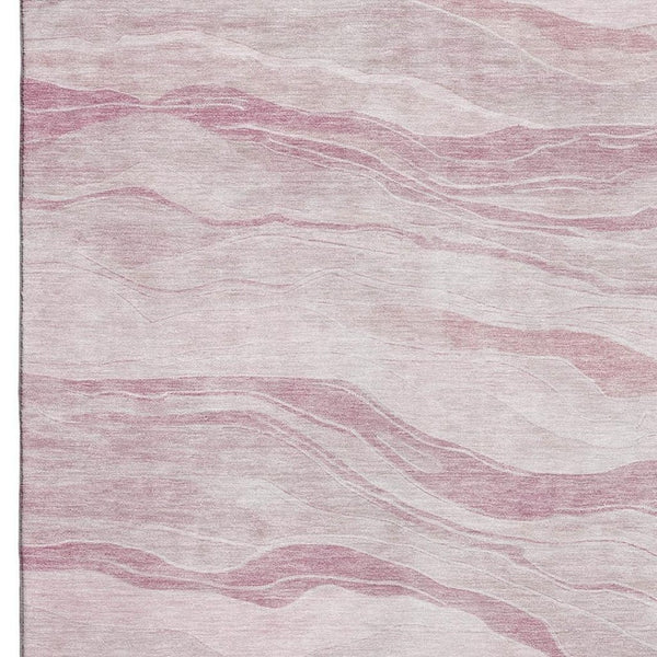 HomeRoots 10' Pink and Ivory Striped Washable Area Rug with UV Protection – Soft, Stylish, and Stain Resistant! 692517
