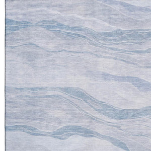 HomeRoots 5' X 8' Sky Blue & Ivory Striped Washable Area Rug - UV Resistant, Durable & Easy to Clean for Any Space 692519