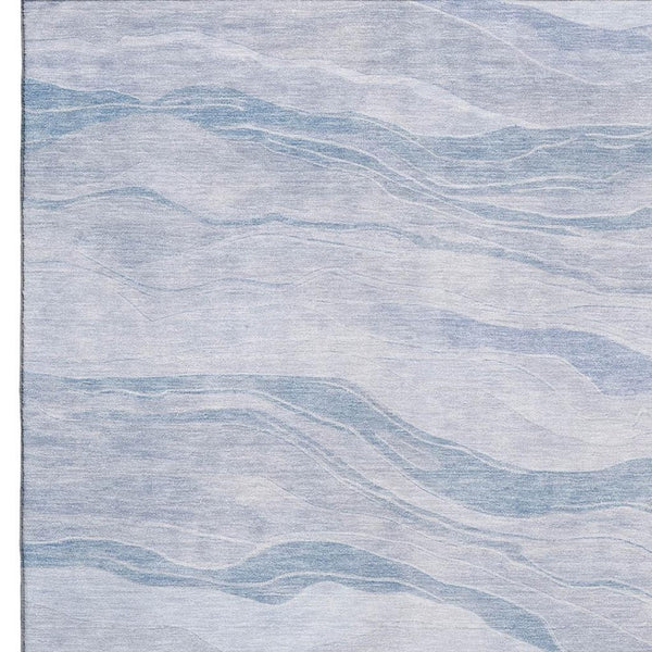HomeRoots 5' X 8' Sky Blue & Ivory Striped Washable Area Rug - UV Resistant, Durable & Easy to Clean for Any Space 692519