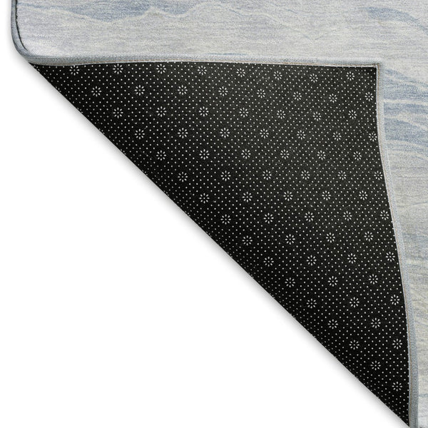 HomeRoots 8' Sky Blue and Ivory Striped Washable Area Rug with UV Protection for Stylish, Easy-Care Spaces 692521