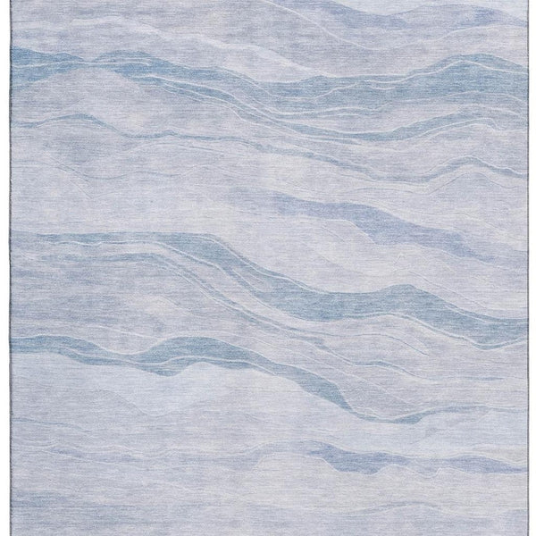 HomeRoots 8' Sky Blue and Ivory Striped Washable Area Rug with UV Protection for Stylish, Easy-Care Spaces 692521