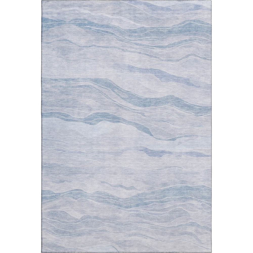 HomeRoots 9' X 12' Coastal-Inspired Sky Blue & Ivory Striped Washable Area Rug with UV Protection & Durability 692522