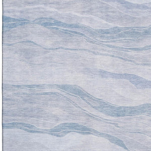 HomeRoots 9' X 12' Coastal-Inspired Sky Blue & Ivory Striped Washable Area Rug with UV Protection & Durability 692522