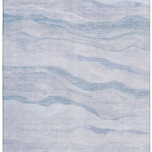 HomeRoots 10' Sky Blue & Ivory Striped Washable Area Rug with UV Protection - Durable, Stylish, Easy Care! 692523