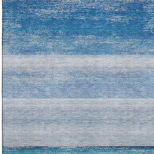 HomeRoots 5' X 8' Coastal-Inspired Striped Area Rug in Sky Blue, Beige & Ivory - Washable, UV Protected, Stylish! 692531