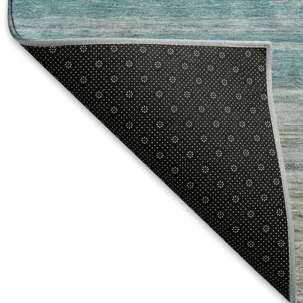 HomeRoots 8' Sky Blue Beige Ivory Striped Washable Area Rug - UV Protected, Soft, Durable, Ideal for Homes! 692533