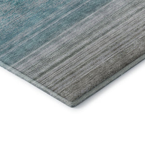 HomeRoots 8' Sky Blue Beige Ivory Striped Washable Area Rug - UV Protected, Soft, Durable, Ideal for Homes! 692533