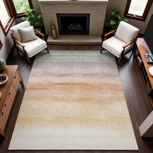 HomeRoots 5' X 8' Coral Ivory and Gray Striped Washable Area Rug for Stylish, Family-Friendly Spaces Today! 692537
