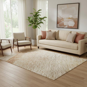 HomeRoots 5' X 8' Coral Ivory and Gray Striped Washable Area Rug for Stylish, Family-Friendly Spaces Today! 692537