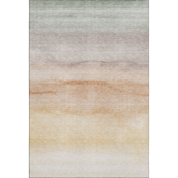 HomeRoots 8' Coral Ivory and Gray Striped Area Rug - Washable, UV Protected, Durable for High-Traffic Spaces 692539