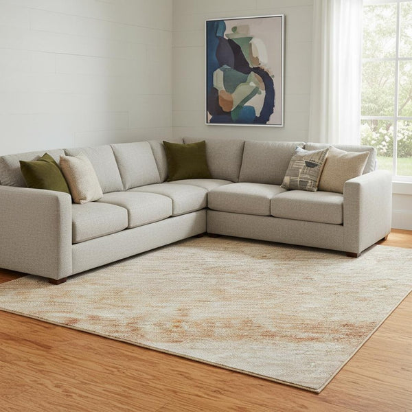 HomeRoots 8' Coral Ivory and Gray Striped Area Rug - Washable, UV Protected, Durable for High-Traffic Spaces 692539