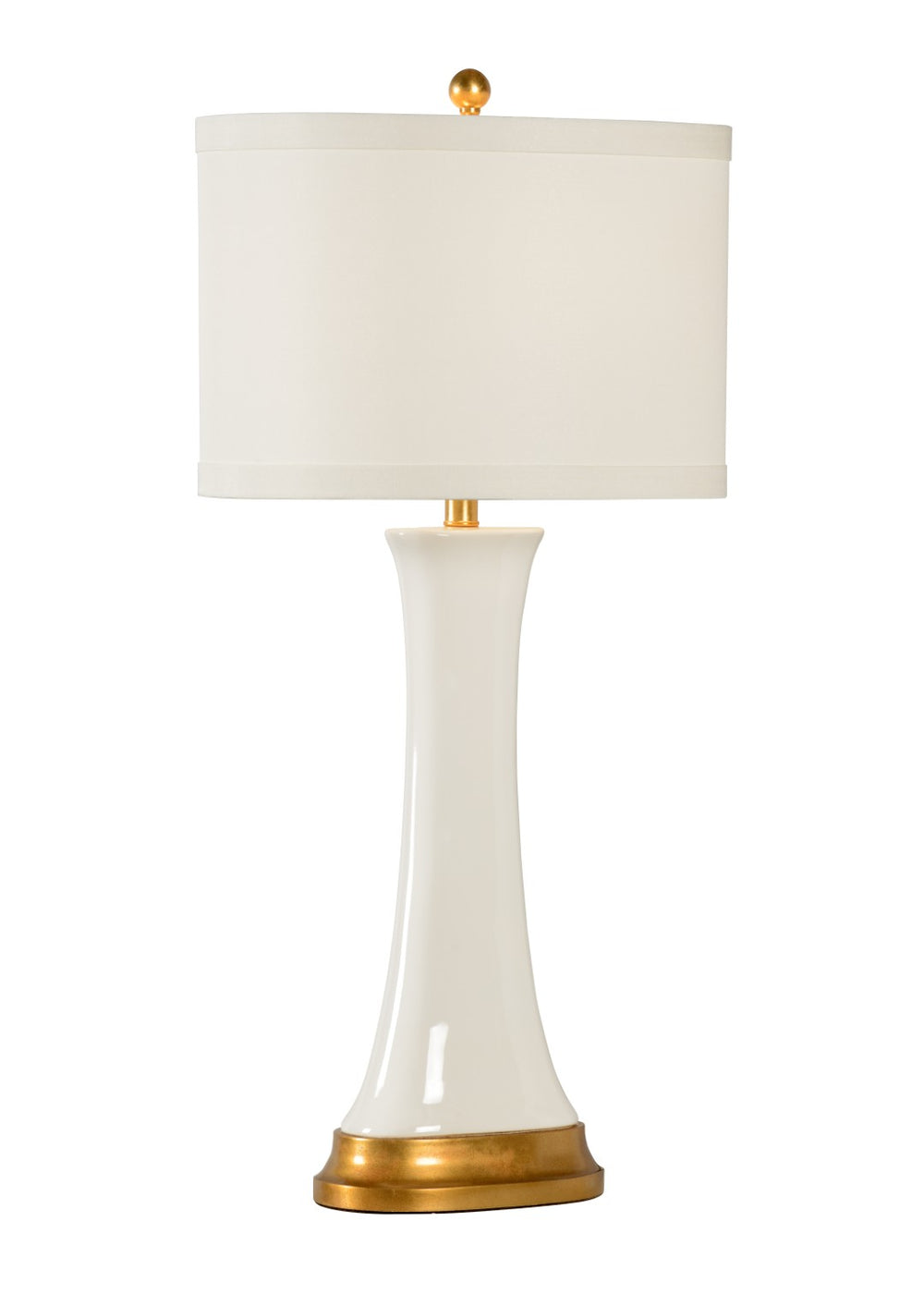 Chelsea House Hopper White Porcelain Lamp With Antique Gold Leaf Base — Tall Sculptural Table Lamp, 33.5" H 69254