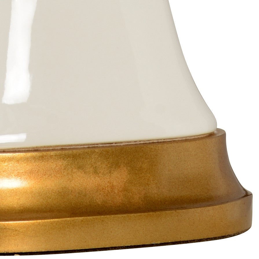 Chelsea House Hopper White Porcelain Lamp With Antique Gold Leaf Base — Tall Sculptural Table Lamp, 33.5" H 69254