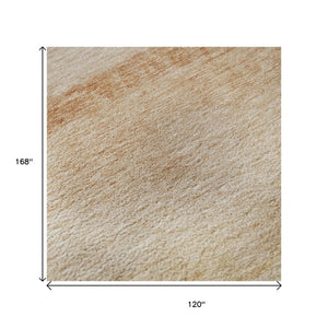 HomeRoots 10' X 14' Coral Ivory Gray Striped Area Rug - Durable, Washable, UV Protected for Stylish Spaces 692541
