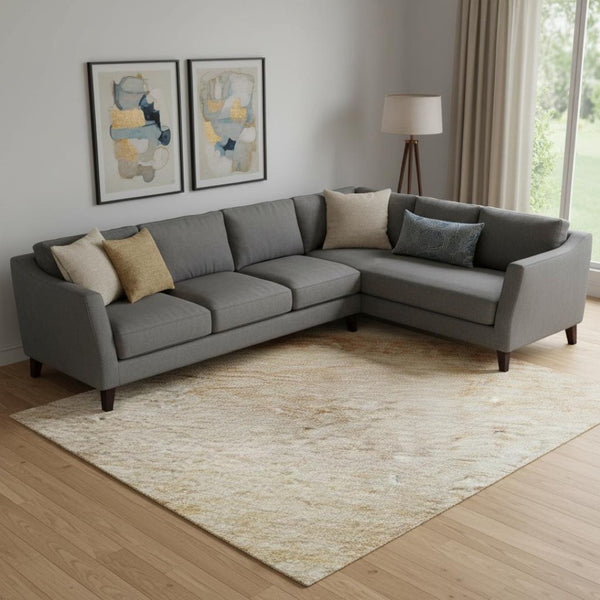 HomeRoots 10' X 14' Coral Ivory Gray Striped Area Rug - Durable, Washable, UV Protected for Stylish Spaces 692541