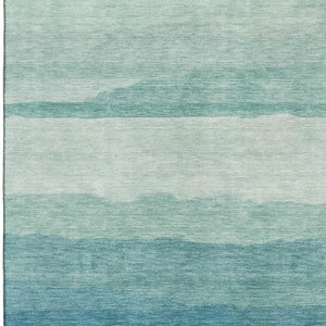 HomeRoots 5' X 8' Turquoise and Ivory Striped Area Rug - Washable, UV-Protected, Durable & Stylish for Any Room 692543