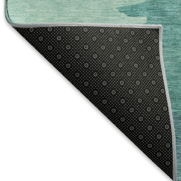 HomeRoots 9' X 12' Turquoise and Ivory Striped Area Rug - Durable, Washable with UV Protection for Coastal Decor 692546