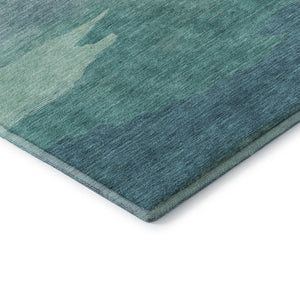 HomeRoots 9' X 12' Turquoise and Ivory Striped Area Rug - Durable, Washable with UV Protection for Coastal Decor 692546