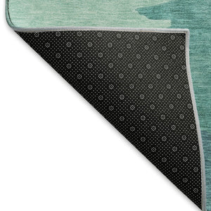 HomeRoots 10' X 14' Turquoise & Ivory Striped Washable Area Rug – Durable, UV-Protected, Perfect for Any Space! 692547