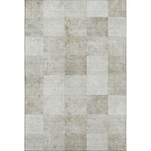 HomeRoots 5' Modern Beige Ivory Taupe Geometric Washable Area Rug with UV Protection for Durable Style 692549