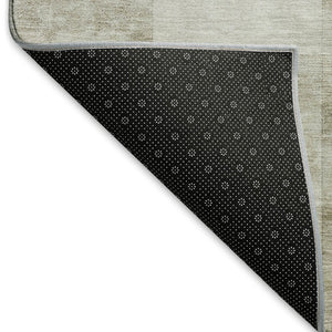HomeRoots 5' Modern Beige Ivory Taupe Geometric Washable Area Rug with UV Protection for Durable Style 692549