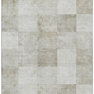 HomeRoots 5' Modern Beige Ivory Taupe Geometric Washable Area Rug with UV Protection for Durable Style 692549