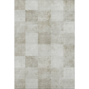 HomeRoots 5' Modern Beige Ivory Taupe Geometric Washable Area Rug with UV Protection for Durable Style 692549