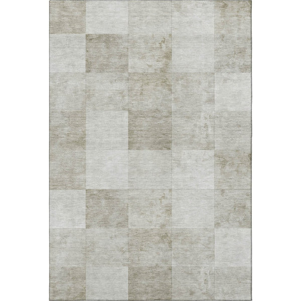 HomeRoots 5' Modern Beige Ivory Taupe Geometric Washable Area Rug with UV Protection for Durable Style 692549
