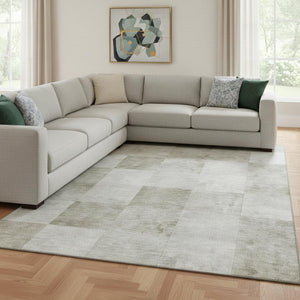 HomeRoots 8' Stylish Beige Ivory Taupe Geometric Area Rug - Washable, UV Protected, Perfect for Busy Homes! 692551