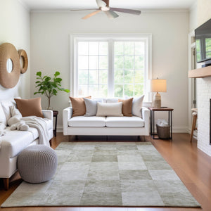 HomeRoots 8' Stylish Beige Ivory Taupe Geometric Area Rug - Washable, UV Protected, Perfect for Busy Homes! 692551