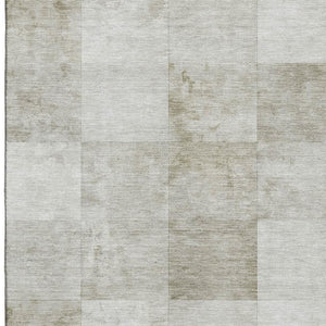 HomeRoots 9' X 12' Modern Geometric Washable Area Rug in Beige, Ivory & Taupe - UV Protection & Stain Resistant 692552