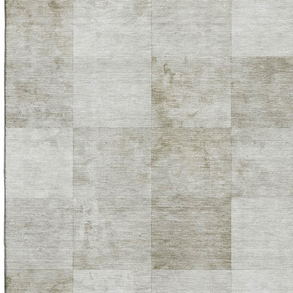 HomeRoots 9' X 12' Modern Geometric Washable Area Rug in Beige, Ivory & Taupe - UV Protection & Stain Resistant 692552