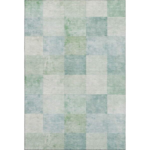 HomeRoots 8' Pale Aqua Mint Green & Ivory Geometric Washable Area Rug - Stylish, Durable & UV Protected! 692557