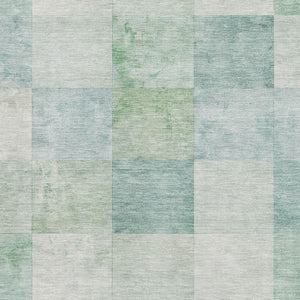 HomeRoots 8' Pale Aqua Mint Green & Ivory Geometric Washable Area Rug - Stylish, Durable & UV Protected! 692557